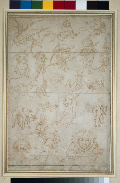 Groteske Studien (recto), 15. Jahrhundert von Hieronymus Bosch